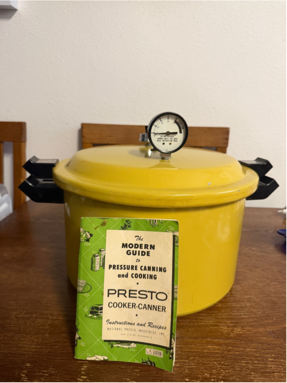 Vintage Presto Pressure Cooker Canner Harvest Gold Yellow Complete Tested w/ Man